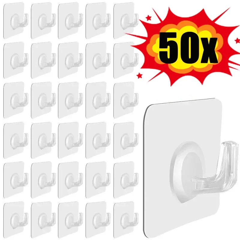 Kitchen Gadgets Rack - 5-50 шт. прозрачные самоклеящиеся крючки, дверная