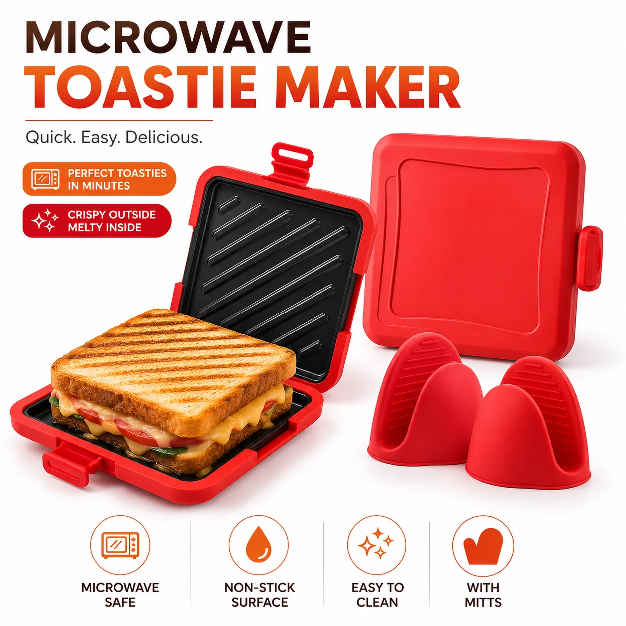 Breakfast Sandwich Maker - Микроволновая сэндвичница с антипригарным покрытием, гриль-сковорода