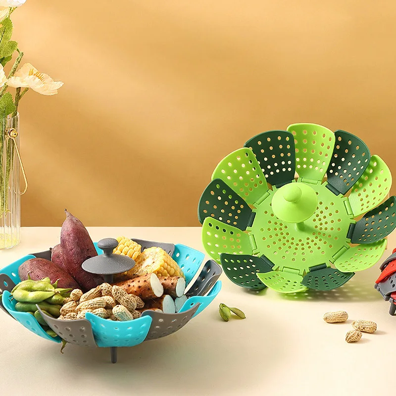 Silicone Steamer Basket - Складная пароварка, корзина для овощей и