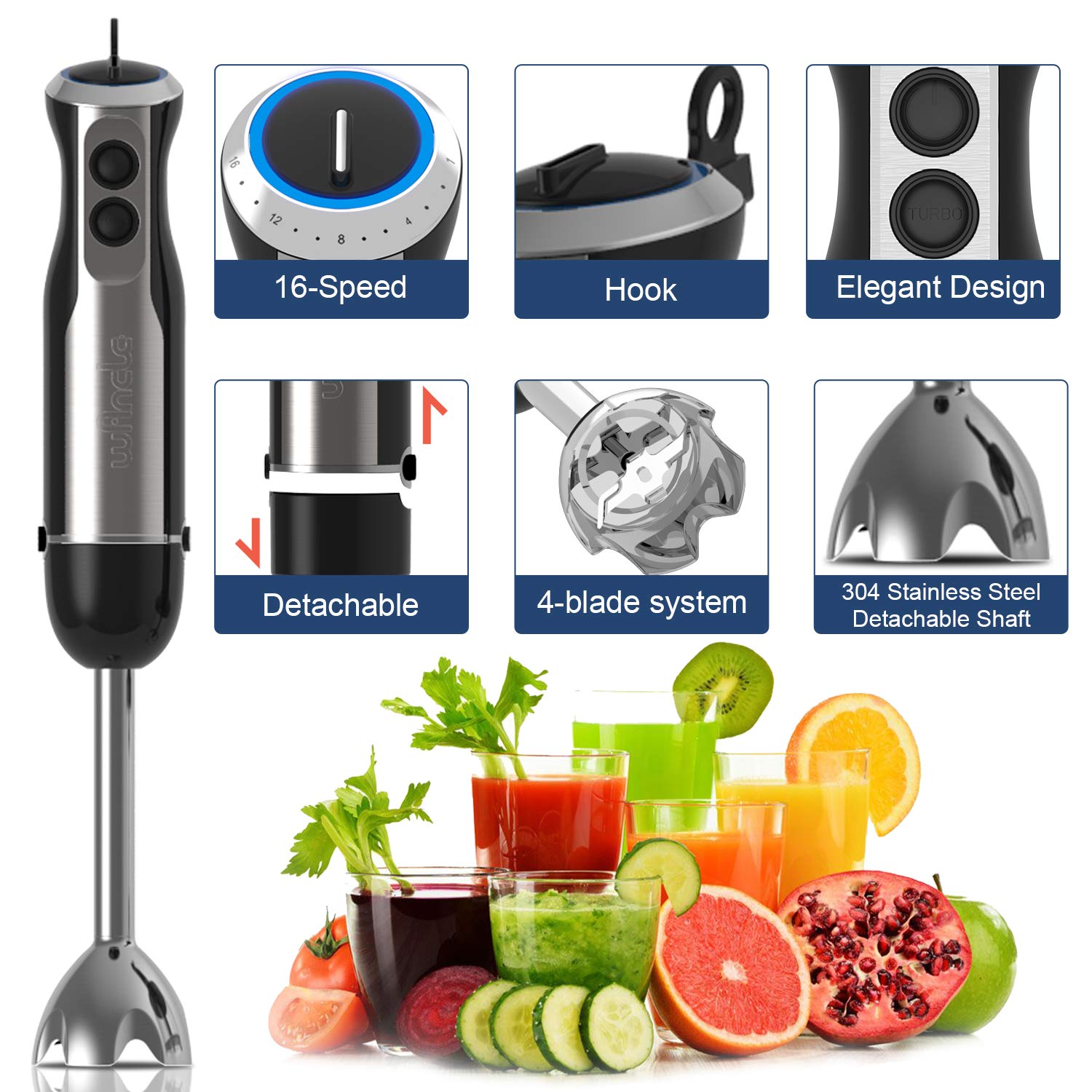 Погружной блендер Wancle 4 в 1 – обзор и цена Immersion Blender Stick