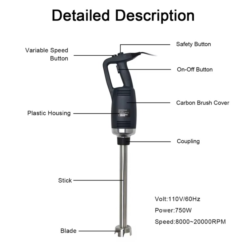 750 Вт 14-дюймовый большой мощ – обзор и цена Immersion Blender Stick
